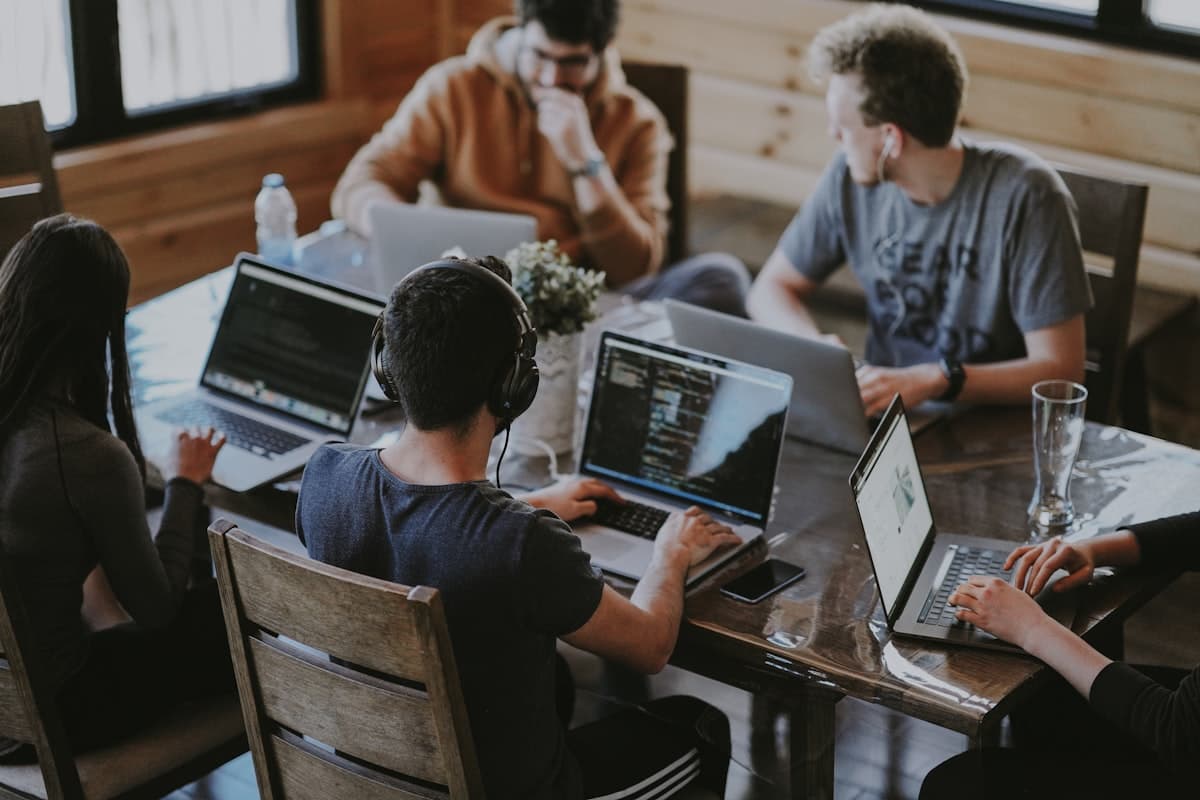 Business team collaborating in office